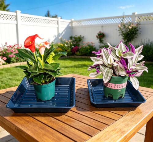 2 Packs Square Plant Saucer Pot Tray, 10 inch Blue Flower Planter Saucers and Drip Trays - color: Blue, size: 10" - 2 Pack