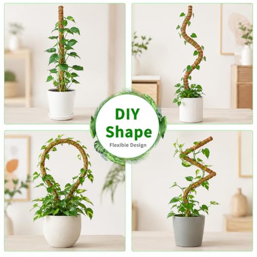 2 Pack 28'' Moss Pole for Monstera, Bendable Coco Coir Plant Support Stakes - size: 2 Pack ( 28-Inch)