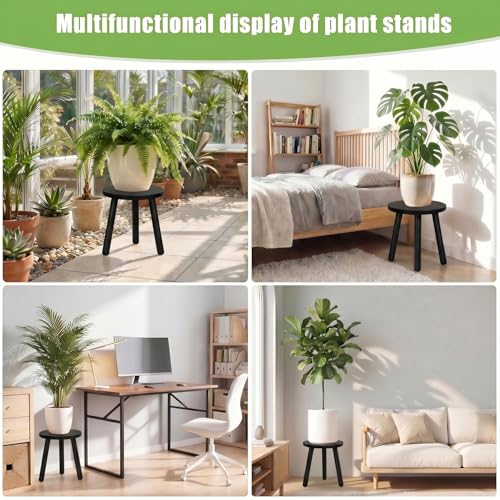 Wood Plant Stands Indoor, Black Plant Stand Modern Plant Table for Large Plants, Wooden Plant Stool, Tall Plant Holder Small Round Side for Living Room, Balcony, Office (1 Pack) - color: Black