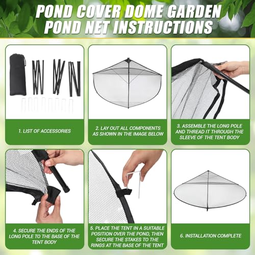 11 x 16 ft Pond Cover Dome Net with Frame for Outdoor Koi Pond - size: 11x16x6ft