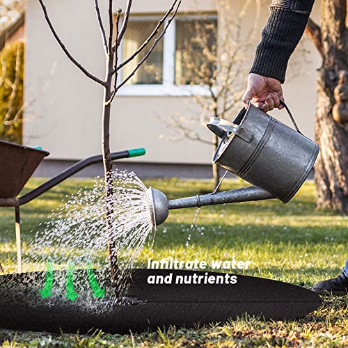 32.5" Non-Woven Tree Mulch Ring, 2 Pack Weed Barrier Mat,Degradable Tree Mulch Used to inhibit Weed Growth and Landscape Weed Control Plant Root Protection - color: Black-2pack-32.5"