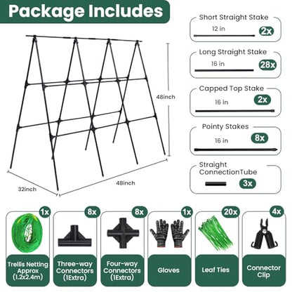OTOSUNNY Cucumber Trellis for Raised Garden Bed, 50 x 48 in, Black - color: Black
