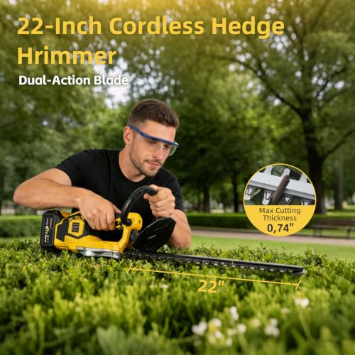22" Cordless Hedge Trimmer, 22000 RPM Brushless Electric Trimming