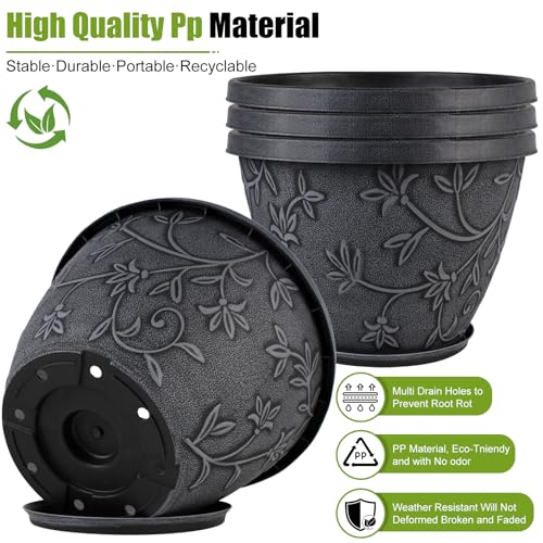 Nooulap 4 Pack 16 Inch Large Plant Pot for Outdoor, Gray - color: Imitation Magnolia, size: 16 inch