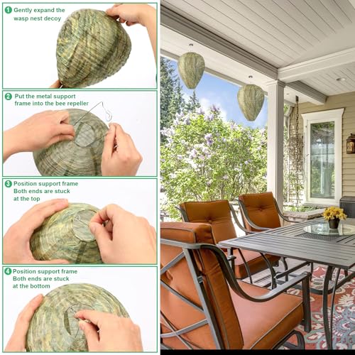 DECYOOL 8 Pack Paper Fake Wasp Nests Decoys for Yellow Jackets - color: Green