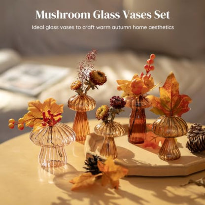 Glasseam Mushroom Plant Propagation Station, Small Glass Propagation Vases - color: Amber, size: 5
