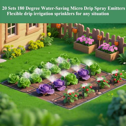 180 Degree Drip Irrigation Sprinkler Heads with 12 Inch Stakes 20 Set - size: 20 Set 180° Drip Emitters