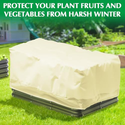 2 Pack 59" x 35" x 17" Upgraded Insulation Raised Garden Bed Cover with Thermal Aluminum Film Liner, Rectangular Plant Covers Freeze Protection Outdoor Winter Plants Frost Covers Blanket - color: White