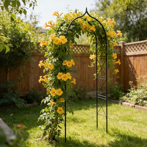 Metal Garden Arbors 8Ft Thickened Arch Trellis for Climbing Plants - color: Arch X Brace