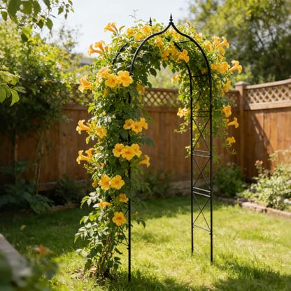 Metal Garden Arbors 8Ft Thickened Arch Trellis for Climbing Plants - color: Arch X Brace