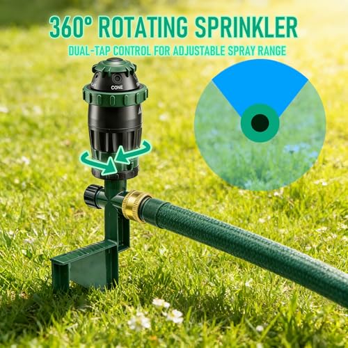 LIULO TOOL 2-Pack Gear Drive Sprinklers for Yard, 360 Degree Garden Water Sprinkler Head on Spike Base with 3/4 Inch Adapters, 5 Modes Adjustable Irrigation Tool for Large Area Yard Lawn Garden - color: Black, size: 2 Pack
