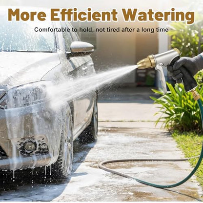 2 Pcs Heavy Duty Metal Garden Hose Nozzle, High Pressure Sprayer with Adjustable Patterns for Watering Plants, Car Washing, Pet Showering
