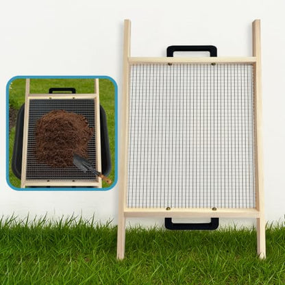 Large Soil Sifter, Rock Sifter Garden Sieve Soil Dirt Leaves for Gardening, 17.5'' × 34'' Compost Sifter Suitable for Wheelbarrow and Handheld