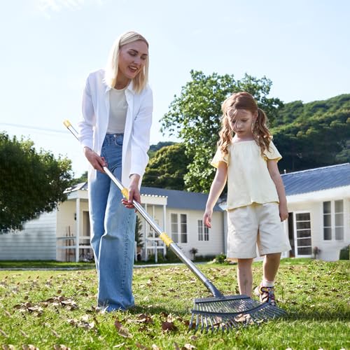 Yocada 19.3" Garden Leaf Rake Wide Heavy Duty (25 Tines) 68.9"