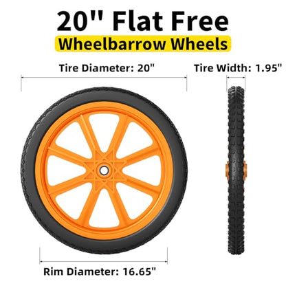 RONPOW 20" Flat Free Wheels Compatible with rubbermaid Wheelbarrows Tires - color: Orange