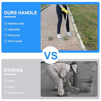 BARAYSTUS Crack Weeder, Stainless Steel Manual Crevice Weeding Tool, Long Handle Weed Grabber Remover, L-Shaped Manual Weeder Puller, Durable Crevice Weeding Tool for Sidewalk Garden Patio Lawn - size: Adjustable Length (25.6"/41"/55")