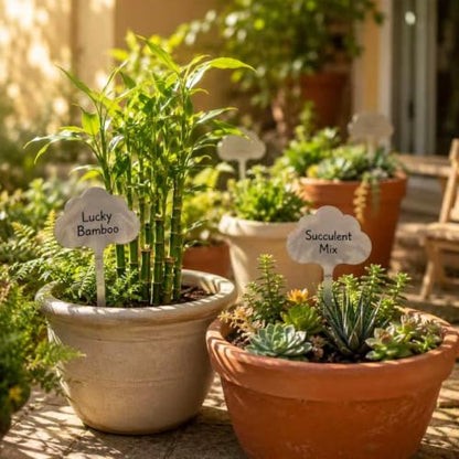 Cloud Shape Stainless Steel Plant Labels with Marker Pen for Outdoor Indoor 20 PCS Reusable Metal Garden Markers for Vegetables Herb Flower Seed Greenhouse - size: 7.8 inch
