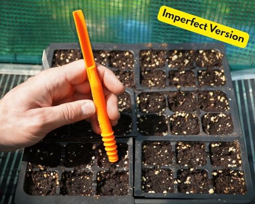 Imperfect DIBBY XL Garden Tool - Dibber, Dibbler, Seed Sowing Tool, Transplant Seedlings, Graduated Depth Markings (Patent Pending) Orange - color: Orange