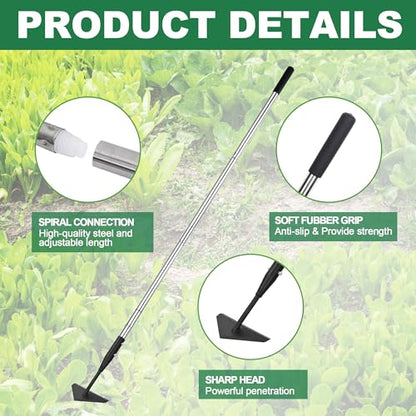 YEELOR Triangle Garden Hoe, Carbon Steel Push-Pull Weeding Tool - style: winged hoe