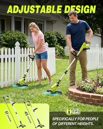 Saker Cordless Weed Wacker,3-in-1 Weed Cutter with Auto Line Feed, 12-in Cordless Lawn Mower Grass Trimmer&Edger Lawn&Mower Tool with 2 Batteries for Yard, Garden,Wireless Weed Eater with 2 Lines