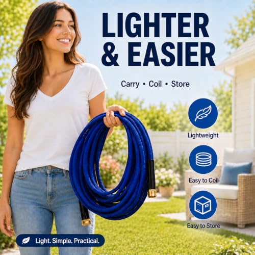 50FT Garden Hose, 5/8-Inch Flat Ultra Lightweight Flexible & Kink Free - color: Blue, size: 50FT