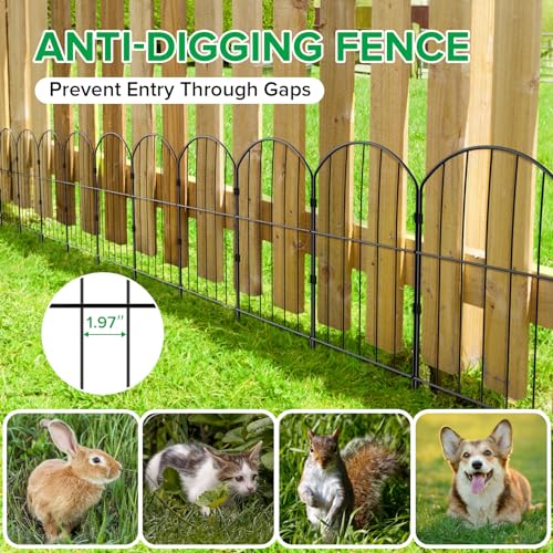VANCASTLE Decorative Garden Fence 25 Panels, Total 26ft (L) x 24in (H) Rustproof Metal Wire Fencing Border Animal Barrier, Flower Edging for Landscape Patio Yard Outdoor Decor, Arched - style: 25 Pack