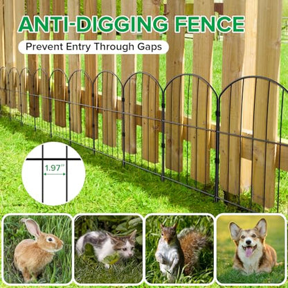VANCASTLE Decorative Garden Fence 25 Panels, Total 26ft (L) x 24in (H) Rustproof Metal Wire Fencing Border Animal Barrier, Flower Edging for Landscape Patio Yard Outdoor Decor, Arched - style: 25 Pack
