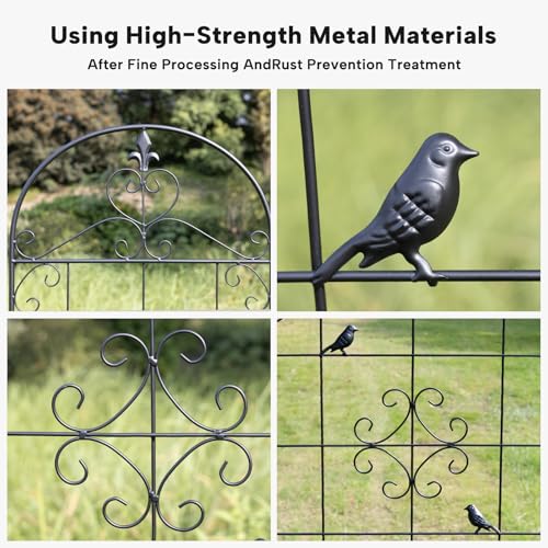 70.8" Black Metal Garden Trellis for Climbing Plants, 2 Pack - color: Black
