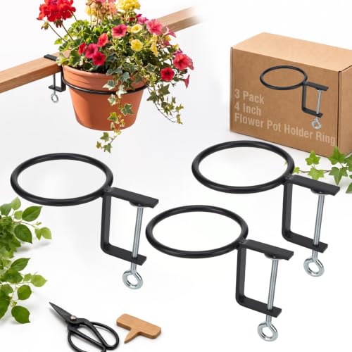 Chumia 3 Pack 4 Inch Railing Plant Holder Flower Pot Holder Ring - size: 4 Inch