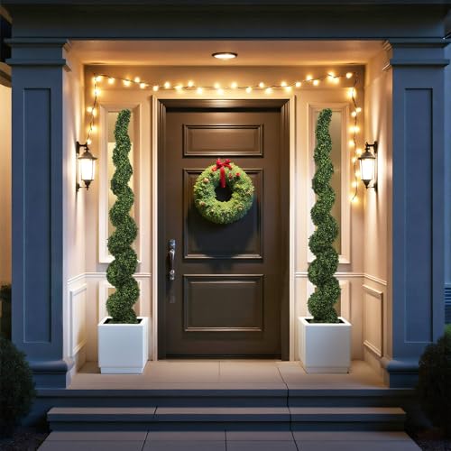 THE BLOOM TIMES 7ft Large Spiral Topiary Trees Artificial Outdoor - color: Boxwood Light Green, size: 7ft