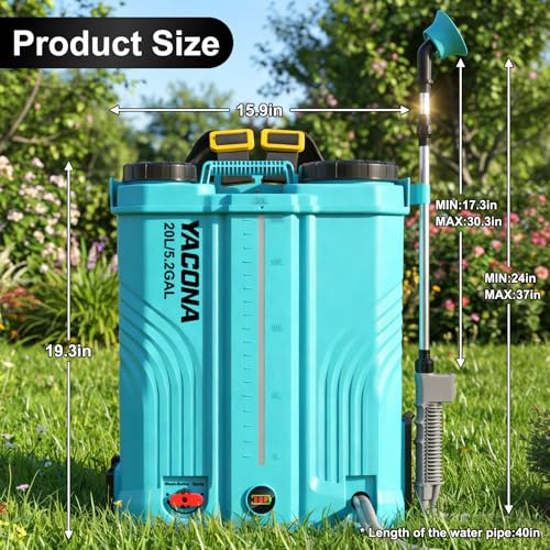 Backpack Sprayer Battery Powered 5 Gallon, 100 PSI Electric Garden Sprayer with Wash Bottle & Mixing System & 6 Nozzles for Lawn, Garden, Yard, 4.0Ah Battery & Charger Included