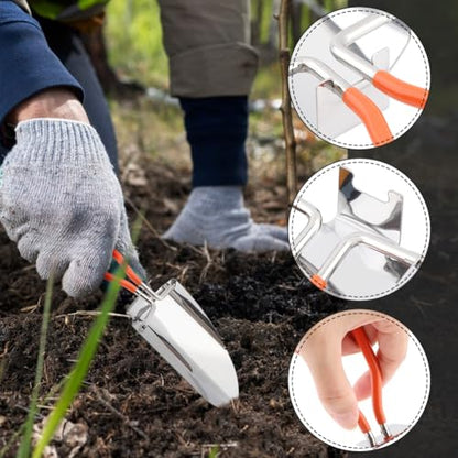 Folding Camping Shovel, Mini Lightweight Garden Shovel, Stainless Steel Hiking Trowel Entrenching Tool, Digging Shovel with Carrying Pouch, for Planting, Transplanting, Weeding, Digging Soil(8.8inch)