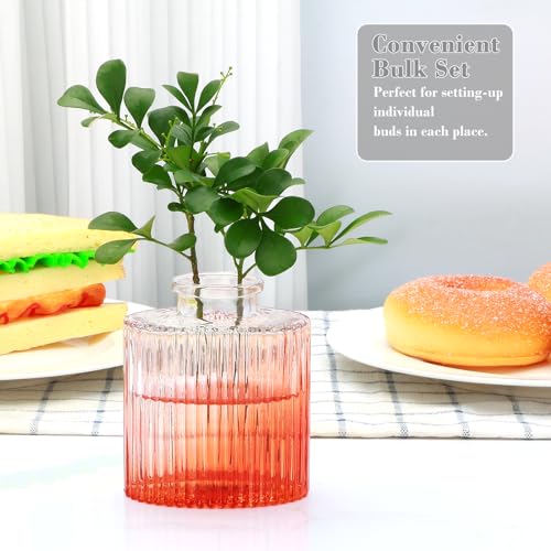 Glass Bud Vases Set of 4, Small Orange Flower Vases for Wedding Centerpiece - color: Orange