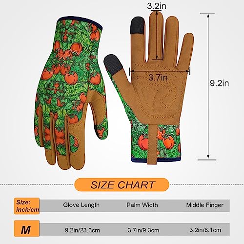 Leather Gardening Gloves for Women Thorn Proof Garden Gloves Touch Screen Working Gloves Gifts - color: Colorp, size: Medium