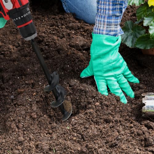 ERYTLLY Bulb Planter, Auger Spiral, Garden Planter Tool 2.5 x 16.5 inch,Rapid Umbrella Hole Digger for Planting Bulb Seedlings Bedding Tulips, and Digging Weeds Roots - size: 2.5*16.5 inch