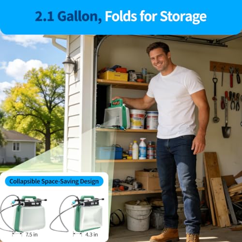 Battery Powered Sprayer 2 Gallon, 7.4V Foldable Electric Pump Sprayer