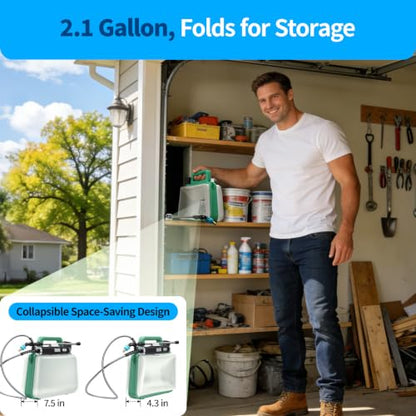Battery Powered Sprayer 2 Gallon, 7.4V Foldable Electric Pump Sprayer