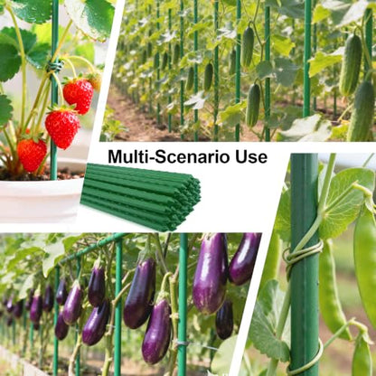 Garden Stakes 57 Inch, Approx 5ft Plastic Coated Steel Plant Stakes Specifically Designed for Climbing Plants, Ideal for Tomatoes, Beans, Cucumbers, Peppers, Vines, and More Plant Growth - size: 57in, 25 of pack
