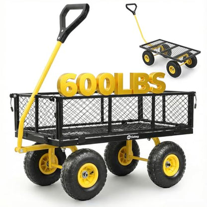 Sekey Steel Mesh Garden Cart, 600 lb Capacity, Removable Sides - color: Black, size: 600LBS
