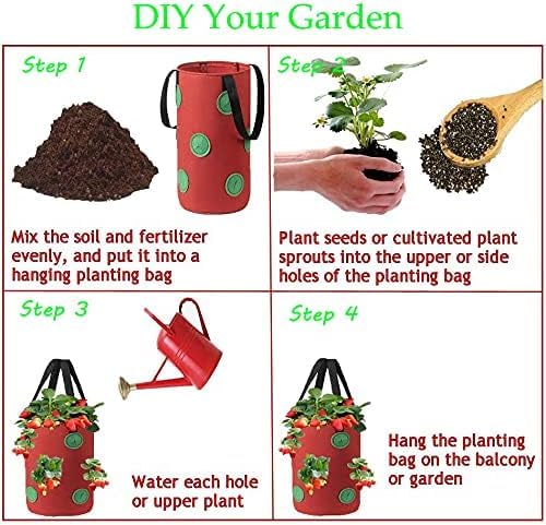 Upside Down Tomato Planter-3 Gallon Hanging Strawberry Planter Durable Aeration Fabric Grow Bags for Vegetables (Set of 2- Red and Green) - color: Set of 2- Red and Green