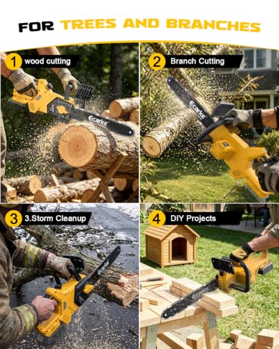 Ecarke 16-Inch Brushless Chainsaw Compatible with Dewalt 20V - color: Yellow, size: 16 Inch