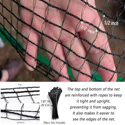 Junflying Deer Fence Netting 4x65 FT, Heavy Duty Plastic Mesh Fencing Roll - size: 4x65 FT
