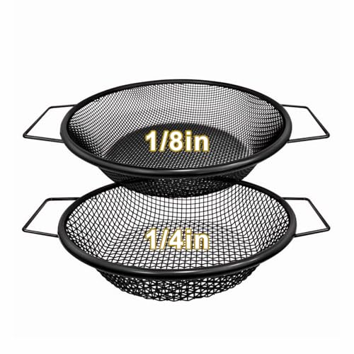 2PCS Soil Sifter for Gardening, Rock Sifter for 5 Gallon Bucket,Compost Sifter Dirt Sifter,Captures Dirt Rocks Sawdust Black Handle Upgrade Version - color: 2Pcs Black