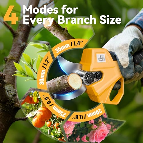BUYJOY 2-in-1 Pole Pruning Shears, 1.6" Cut Diameter, Brushless Motor - color: Light Yellow