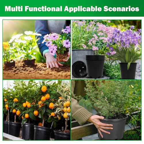 Short 2 Gallon Pots for Plants, Sturdy Plastic Planter Pots with Drainage Holes, Large Plastic Planters, Garden Planter Pots for Seedlings, Succulents - size: 10 Pcs Gallon Short