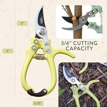 Modern Sprout Bypass Hand Pruners - Scissors - Gardening Tools - Chartreuse - color: Chartreuse