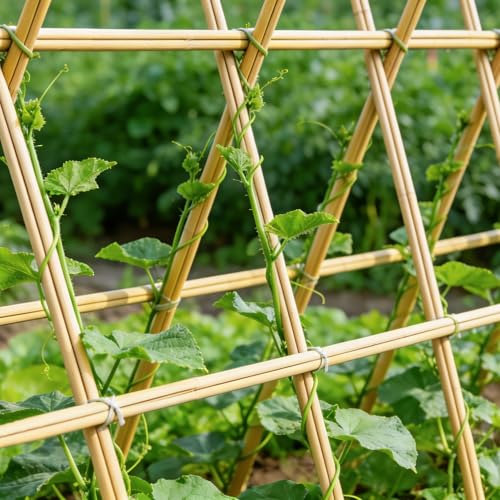 50Pcs Garden Stakes, 0.32”/16 Inch Bamboo Sticks，Natural Plant Stakes for Indoor and Outdoor Plants，Poles for Tomatoes, Beans, Potted Plants - size: 16In,Pack of 50