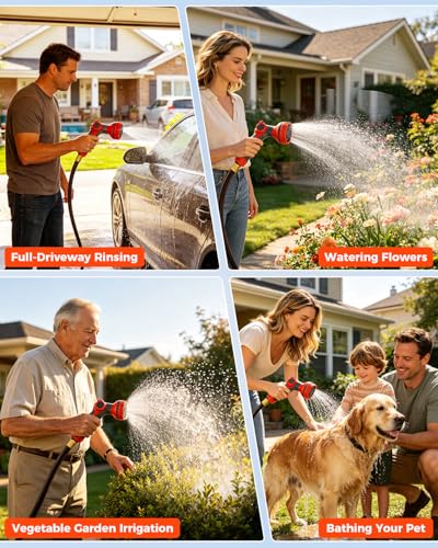 5/8 Inch 90FT Retractable Garden Hose Reel, Automatic Slow Return & Any Length Lock, Wall Mounted Heavy Duty Hose Reels for Outside with 9 Spray Nozzle, 180° Swivel UV Resistant - size: 5/8 inch 90ft