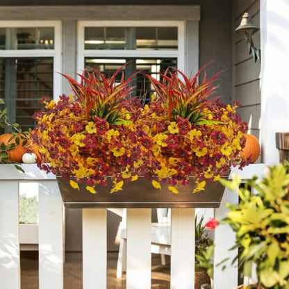 12 Bundles Artificial Fall Flowers for Outdoors Fake Mums UV Resistant - color: Fall Colors
