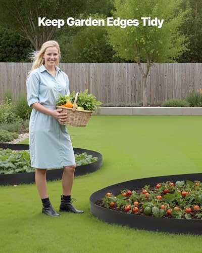 VEVOR Landscape Edging, 66 ft x 4 in Plastic Garden Border Edging with 60 Spikes & 2 Ground Stakes, No Dig, Flexible Lawn Edgings Roll, UV-Resistant Mini Fence Borders for Flower Beds Yard Paver - style: 66ft*4in（L-shaped）